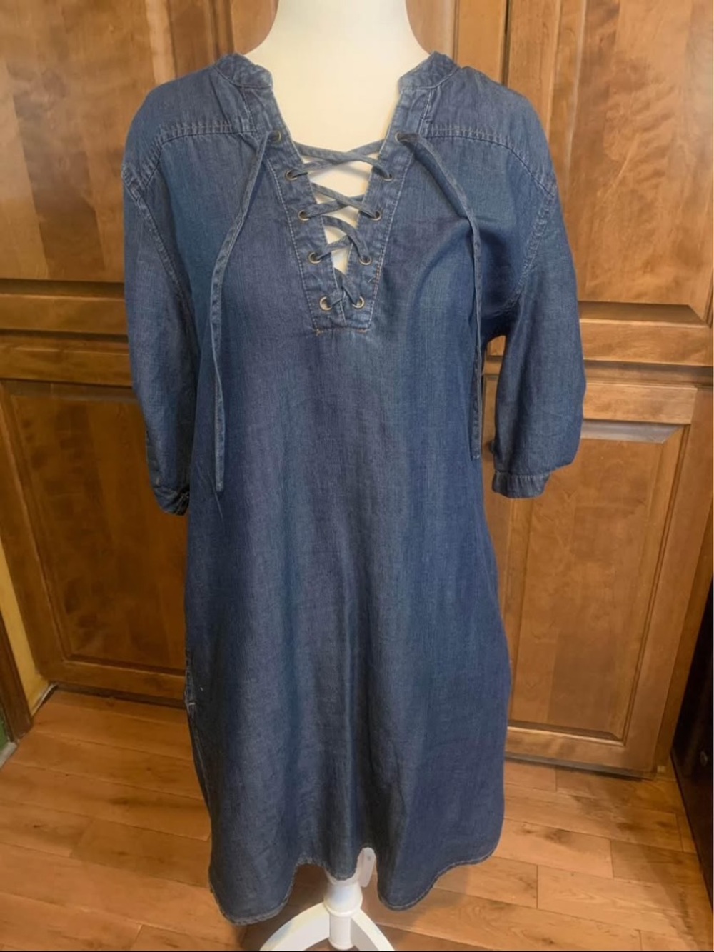 Philosophy Denim Dress Women’s Medium Crisscross Great Condition Pockets Lyocell